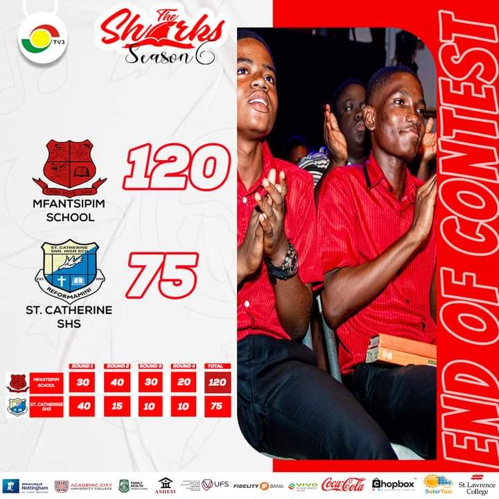 THE MFANSTIPIM  SCHOOL VERSUS ST. CATHERINE SHS CONTEST IN THE SENIOR SHARKS 6 WAS AKIN TO A GOLIATH AND DAVID ENCOUNTER